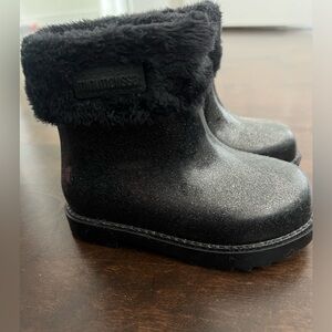 Mini Melissa Black Glitter Kids Boots